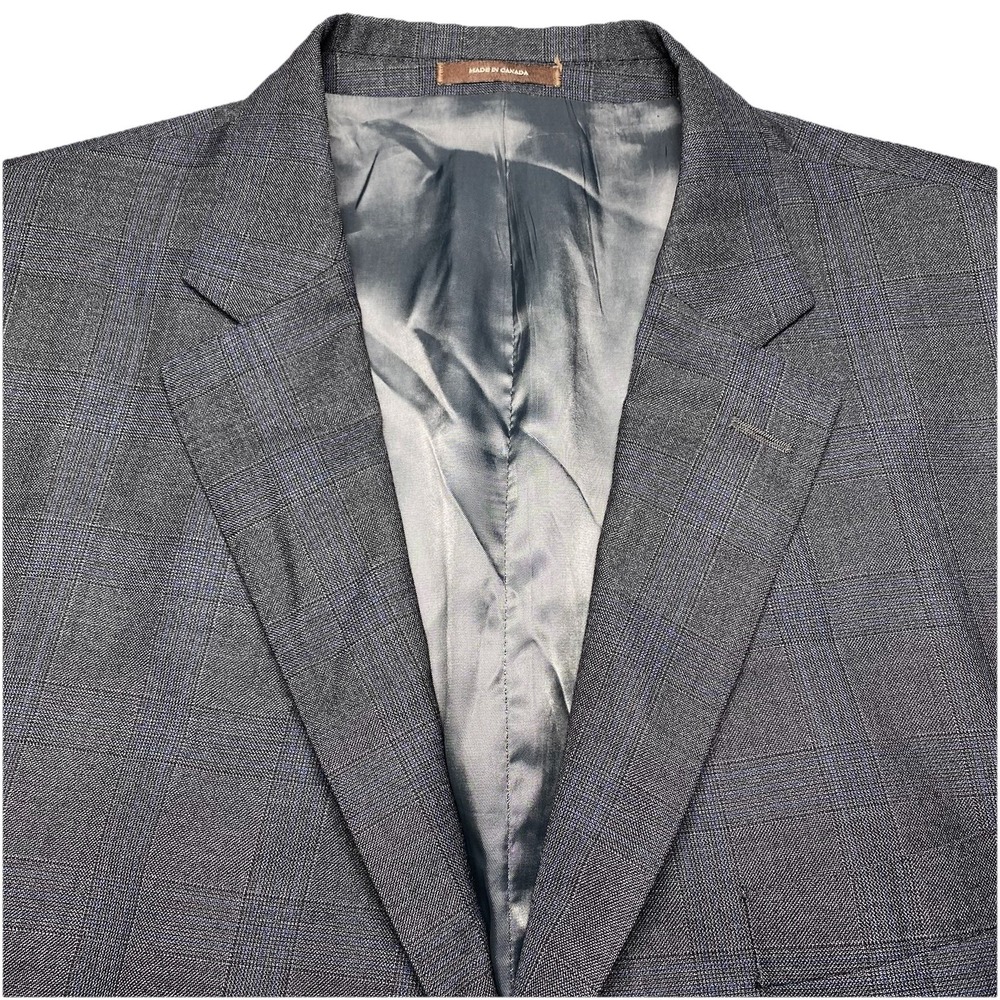 Peter Millar Blazer Sport Coat 48R 2B2V Wool Gray Blue Plaid - Picture 1 of 16